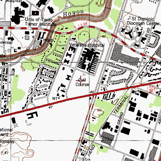 Topographic Map of Michael E Debakey Veteran Affairs Medical Center, TX