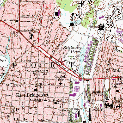 Topographic Map of Old Mill Green, CT