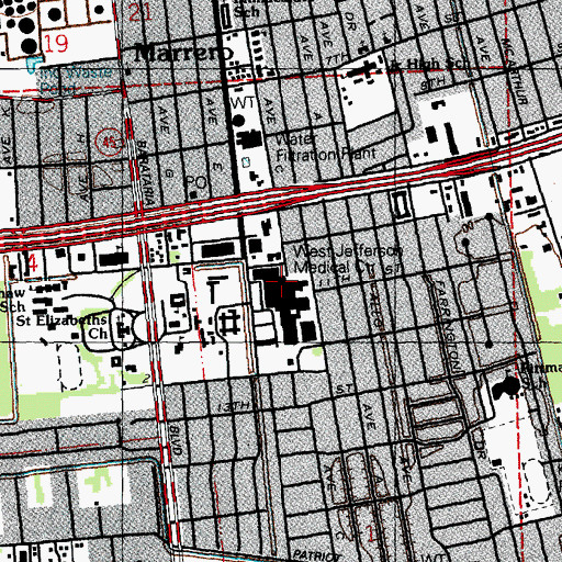 Topographic Map of West Jefferson Medical Center, LA