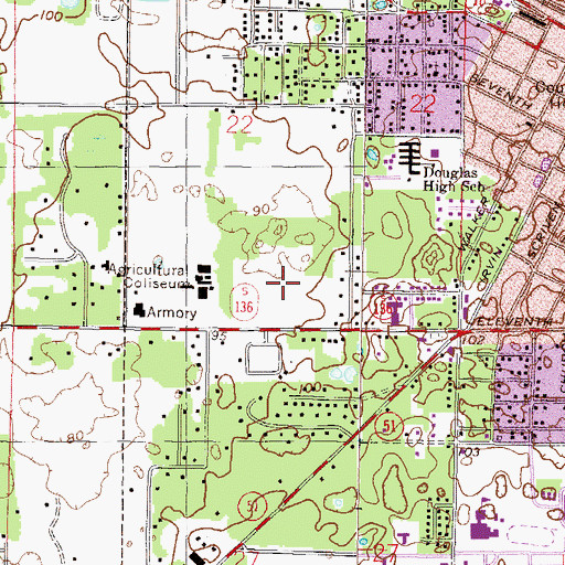 Topographic Map of Shands Live Oak Regional Medical Center, FL