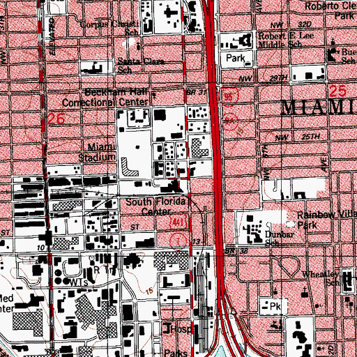 Topographic Map of South Florida Evaluation and Treatment Center, FL
