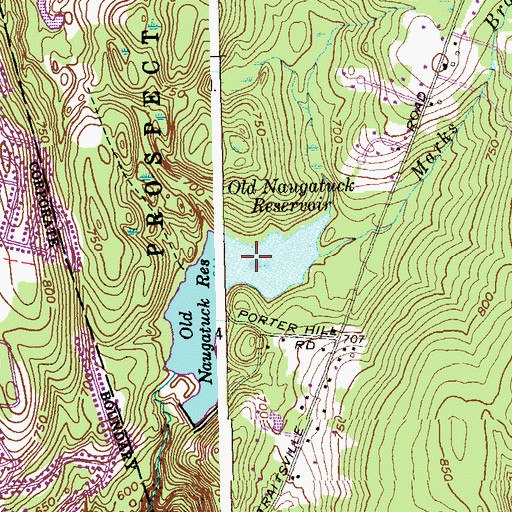 Topographic Map of Old Naugatuck Reservoir, CT