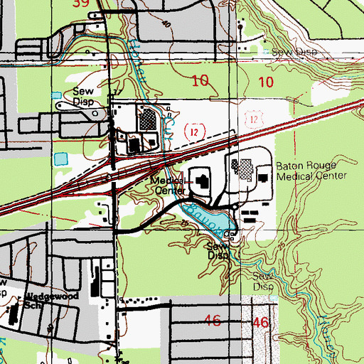 Topographic Map of Ochsner Health Center O'Neal Lane, LA