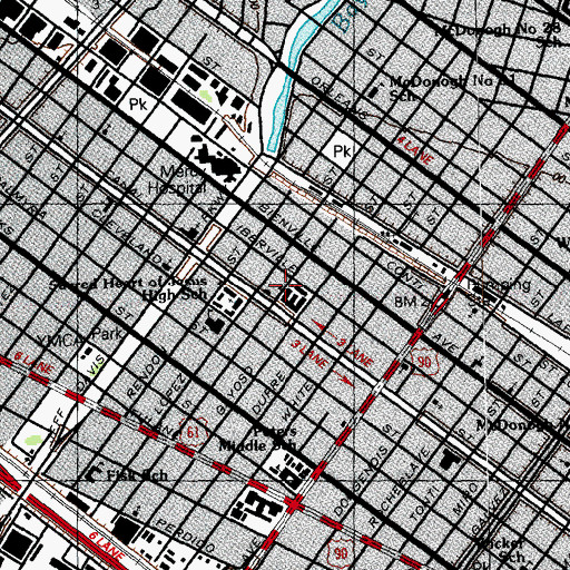 Topographic Map of Physicians Hospital of New Orleans, LA