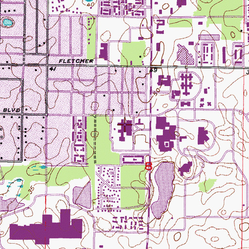 Topographic Map of James A Haley Veterans' Hospital, FL