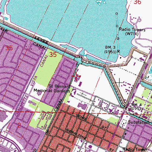 Topographic Map of Lifecare Hospital Chalmette, LA
