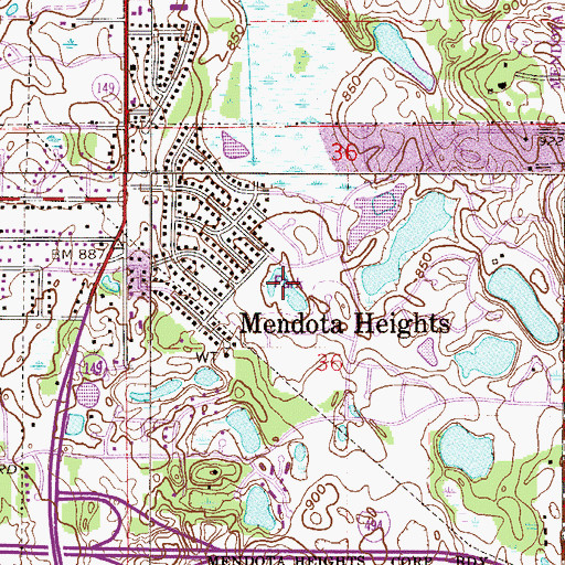 Topographic Map of Friendly Hills Park, MN