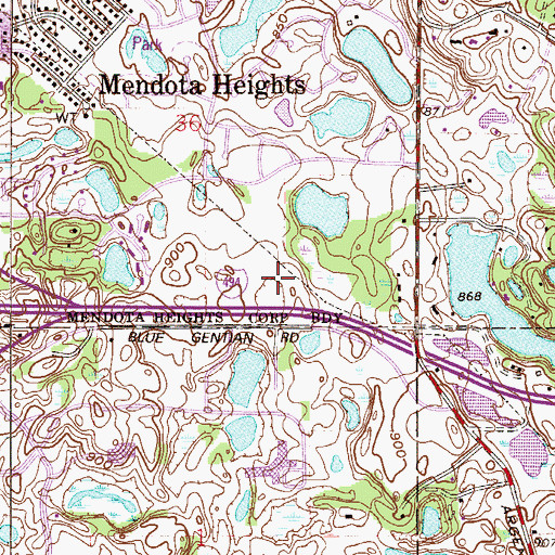 Topographic Map of Kensington Park, MN