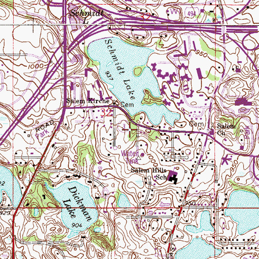 Topographic Map of Salem Park, MN