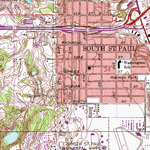 Topographic Map of Spruce Park, MN