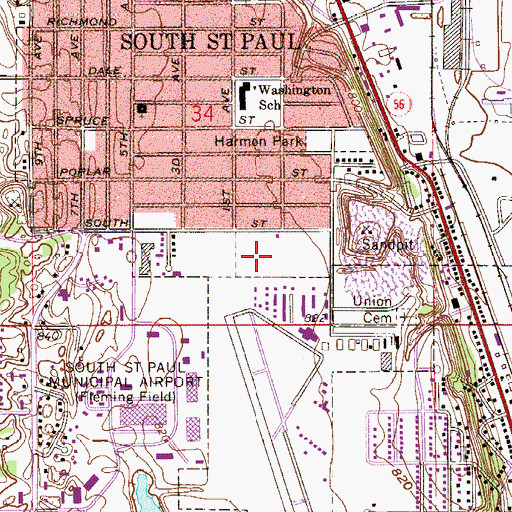 Topographic Map of McMorrow Field, MN