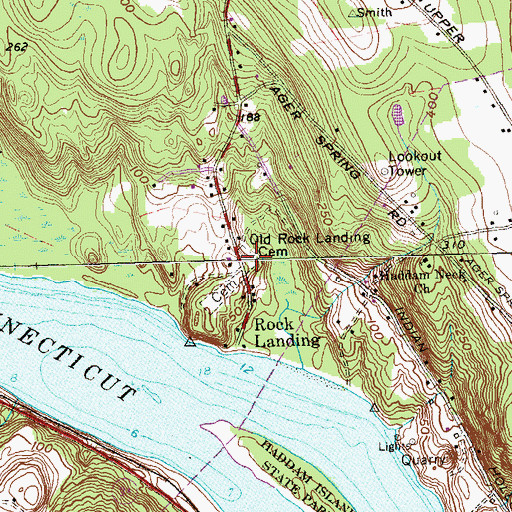 Topographic Map of Old Rock Landing Cemetery, CT