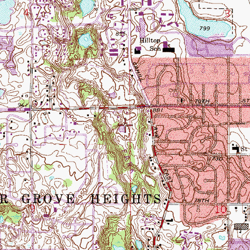 Topographic Map of South Valley Park, MN