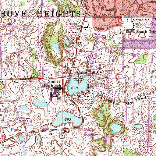 Topographic Map of Simley Island, MN
