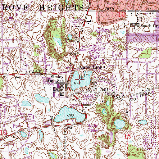 Topographic Map of Simley Lake, MN