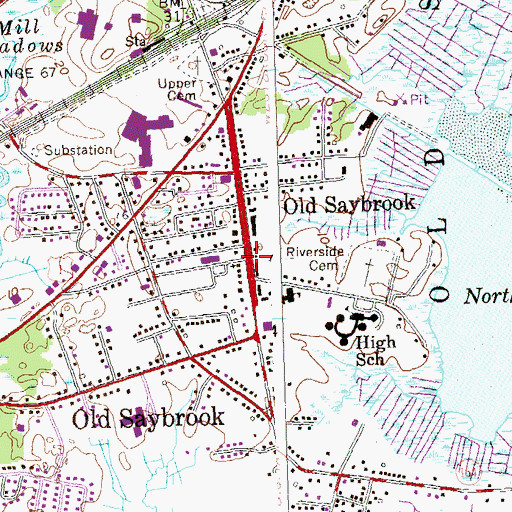 Topographic Map of Old Saybrook, CT