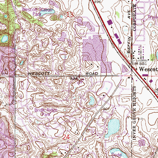 Topographic Map of Wondering Walk Park, MN