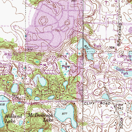 Topographic Map of Oak Pond Hills Park, MN