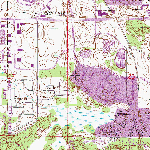 Topographic Map of Hollows Park, MN