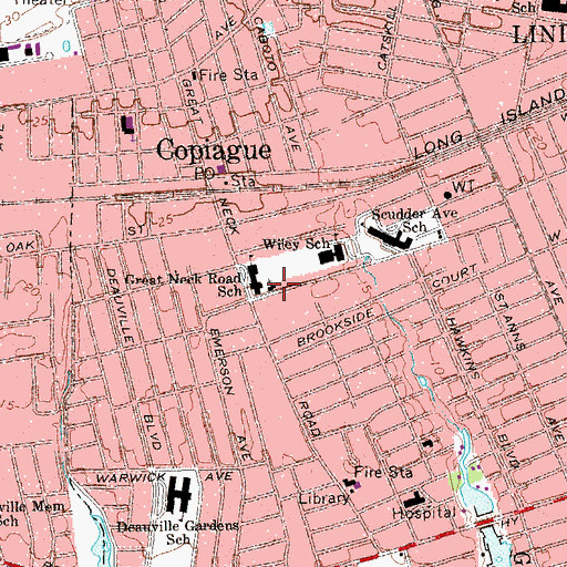 Topographic Map of Copiague Union Church, NY