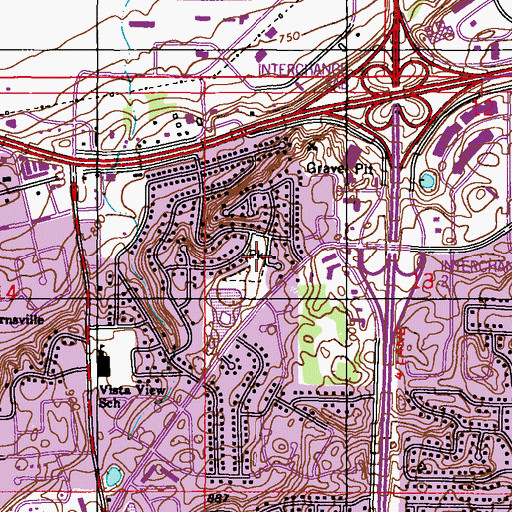 Topographic Map of Vista View Park, MN