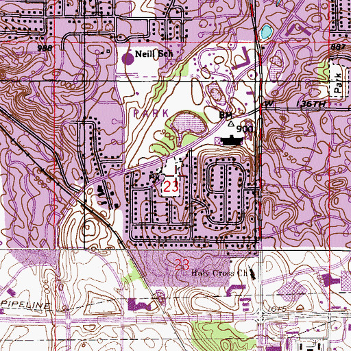 Topographic Map of Burnsville Heights Park, MN