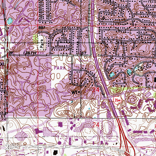 Topographic Map of Wellington Crescent Park, MN