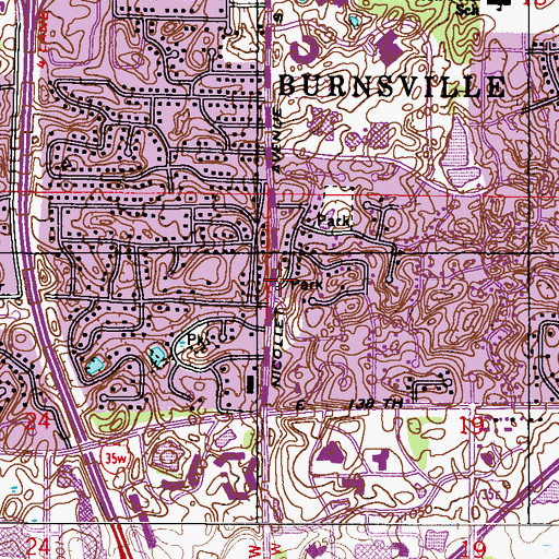 Topographic Map of Nicollet Park, MN