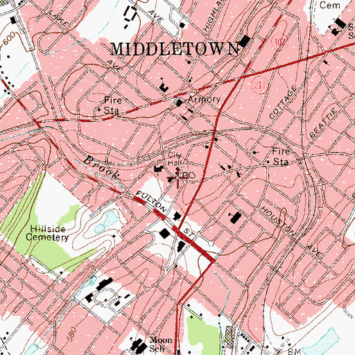 Topographic Map of Saint Paul's United Methodist Church, NY