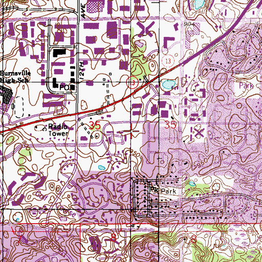 Topographic Map of Oak Leaf West Park, MN