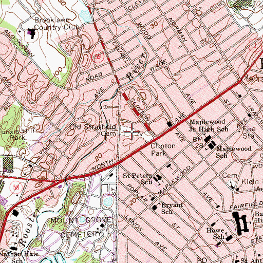 Topographic Map of Old Stratfield Cemetery, CT