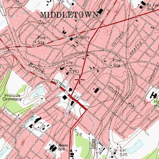 Topographic Map of Paramount Theatre, NY