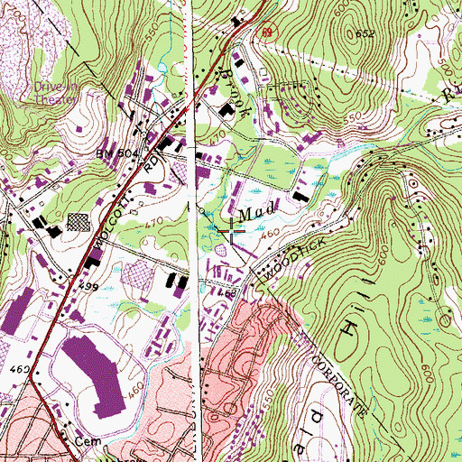 Topographic Map of Old Tannery Brook, CT
