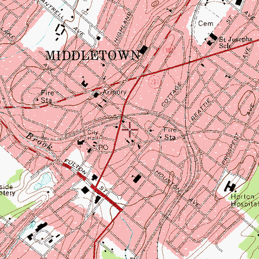 Topographic Map of Thrall Library, NY
