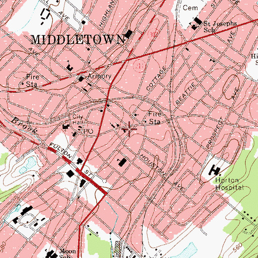 Topographic Map of Webb Horton Memorial Presbyterian Church (historical), NY