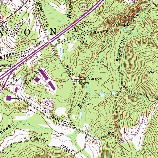 Topographic Map of Bamforth Road Cemetery, CT