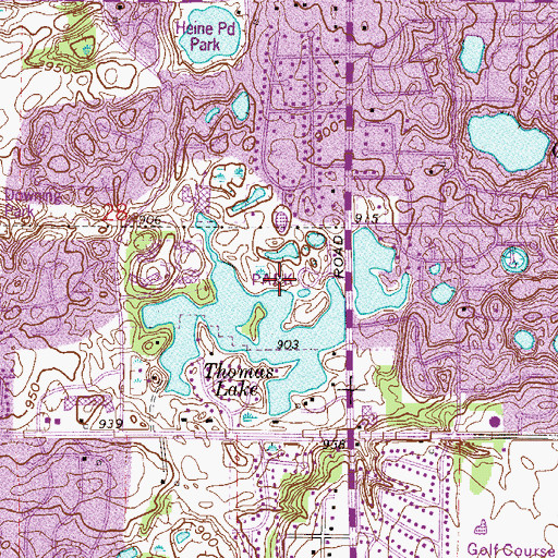 Topographic Map of Thomas Lake Park, MN
