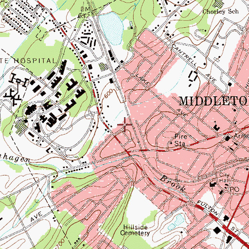 Topographic Map of Thrall Park, NY