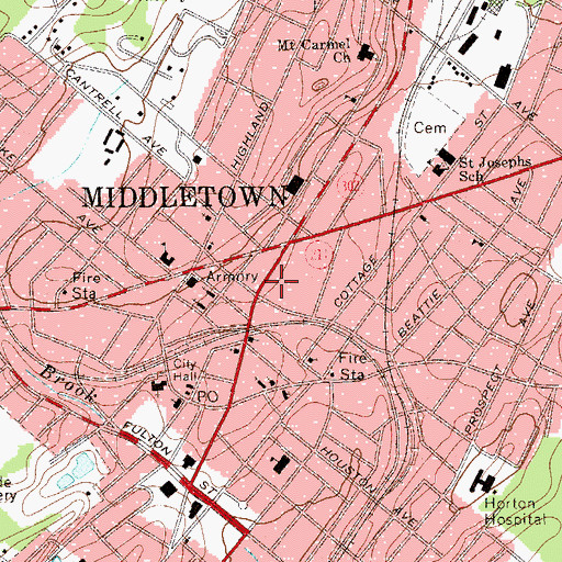 Topographic Map of Second Baptist Church, NY