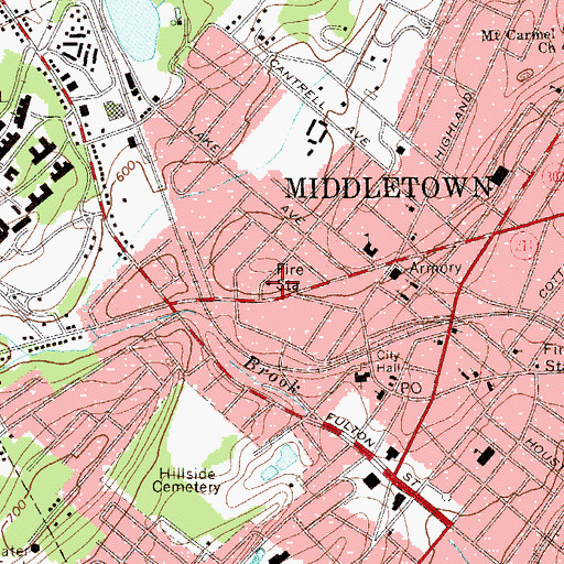 Topographic Map of Middletown Fire Department  Wallkill Avenue Fire House, NY