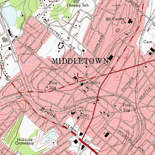 Topographic Map of Liberty Street Public School (historical), NY