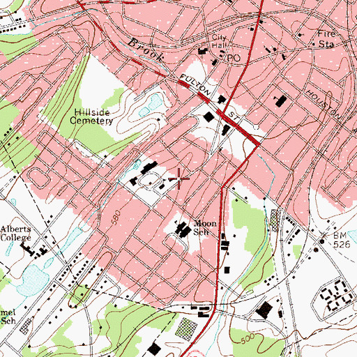 Topographic Map of Hudson Hall, NY