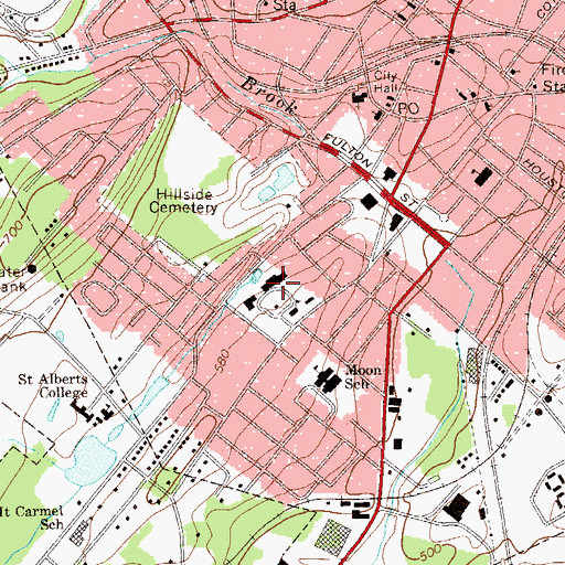 Topographic Map of Orange Hall, NY