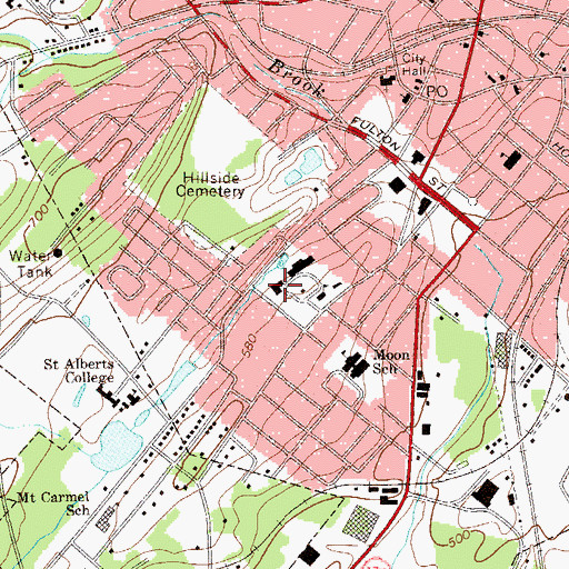 Topographic Map of Harriman Hall, NY