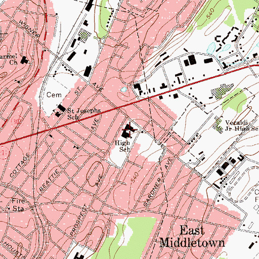 Topographic Map of Twin Towers Middle School, NY