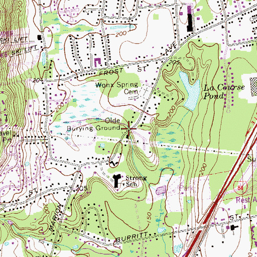 Topographic Map of Merriman Burying Ground, CT