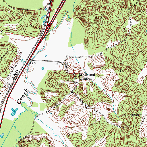 Topographic Map of McIntosh Church Cemetery, KY