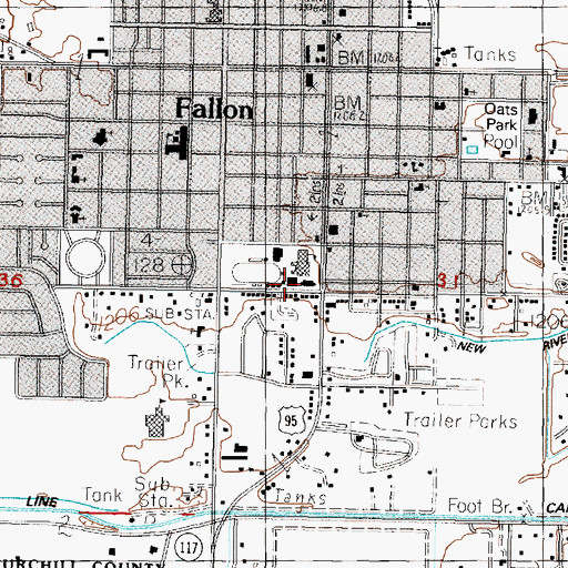 Topographic Map of Lahontan Valley Alternative High School, NV