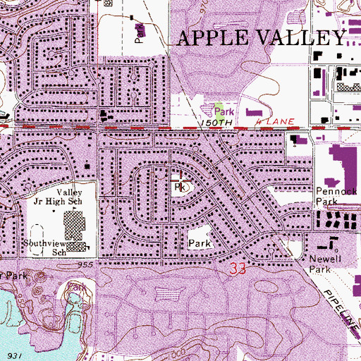 Topographic Map of Duchess Park, MN