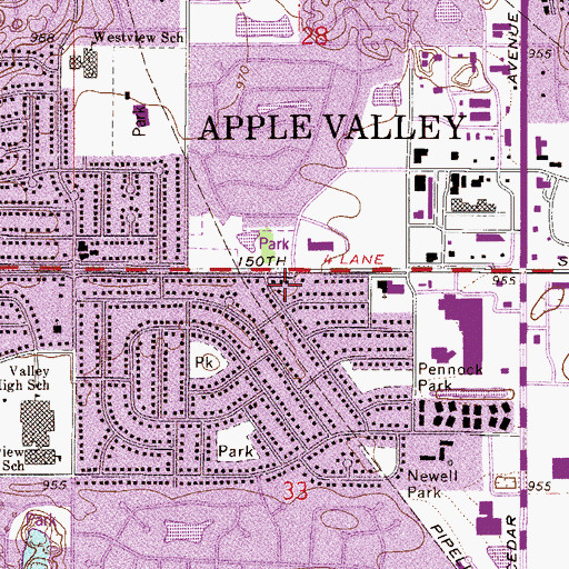 Topographic Map of Apple Grove Park, MN